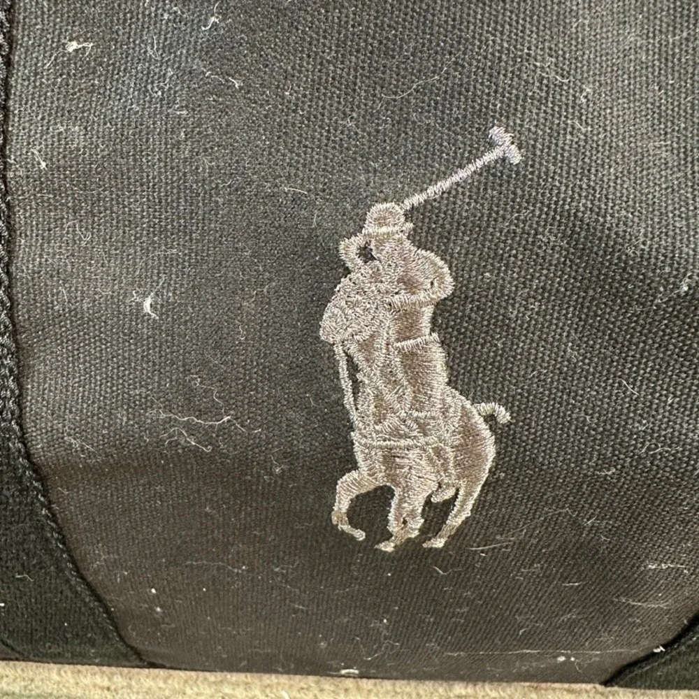 NWT Ralph Lauren Mens Black Canvas Holiday Duffle Bag Silver Pony Logo S51162